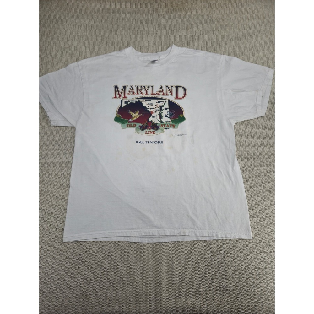 Vintage Baltimore Maryland Shirt Mens Extra Large White Old Line State Y2K
